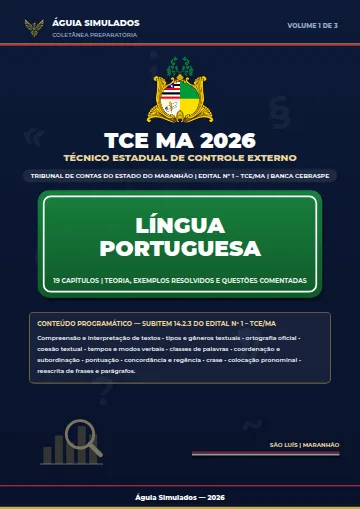 Capa da Apostila de Língua Portuguesa, TCE MA 2026