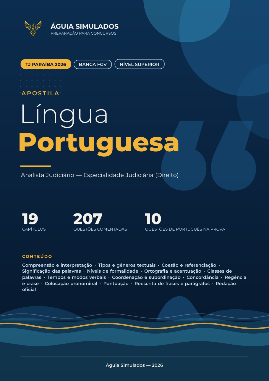 Capa da Apostila de Língua Portuguesa — TJ PB 2026