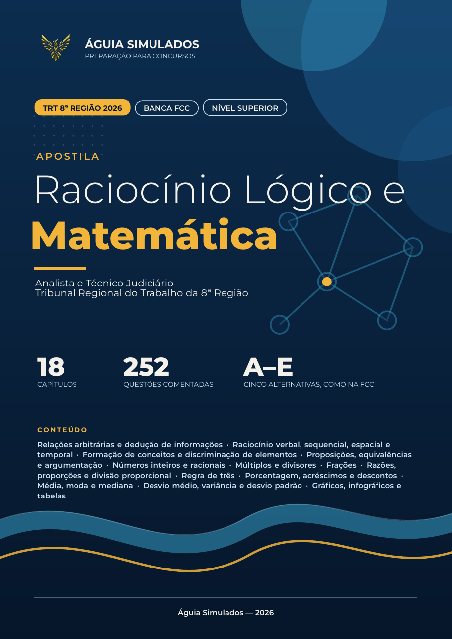 Capa da Apostila de Matemática e Raciocínio Lógico — TRT 8ª Região 2026